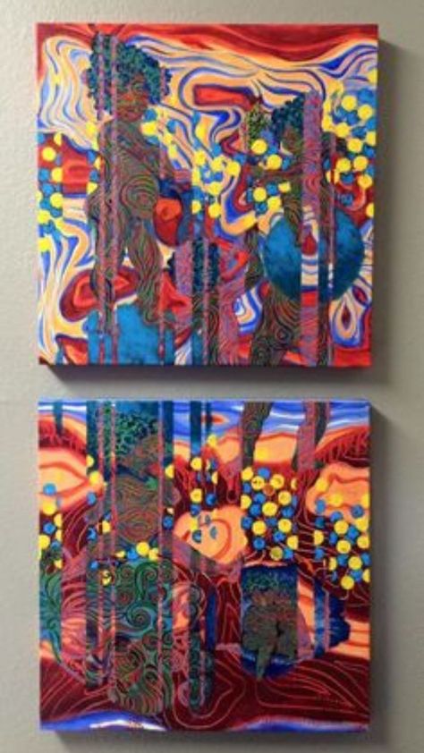 Paint Journal, Diptych Painting, Diptych Art, Pattern Painting, Glitch Art, Weird Art, Art Styles, Painting Patterns, Creative Expressions