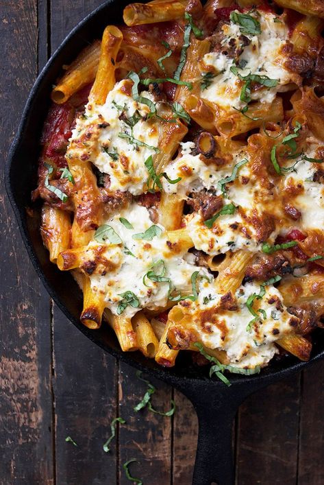 Baked Sausage and Ricotta Rigatoni Baked Pasta Recipes Easy, Baked Sausage, Sausage Pasta Bake, Rigatoni Recipes, Baked Rigatoni, Budget Family Meals, Sausage Bake, Ricotta Pasta, Baked Pasta Recipes