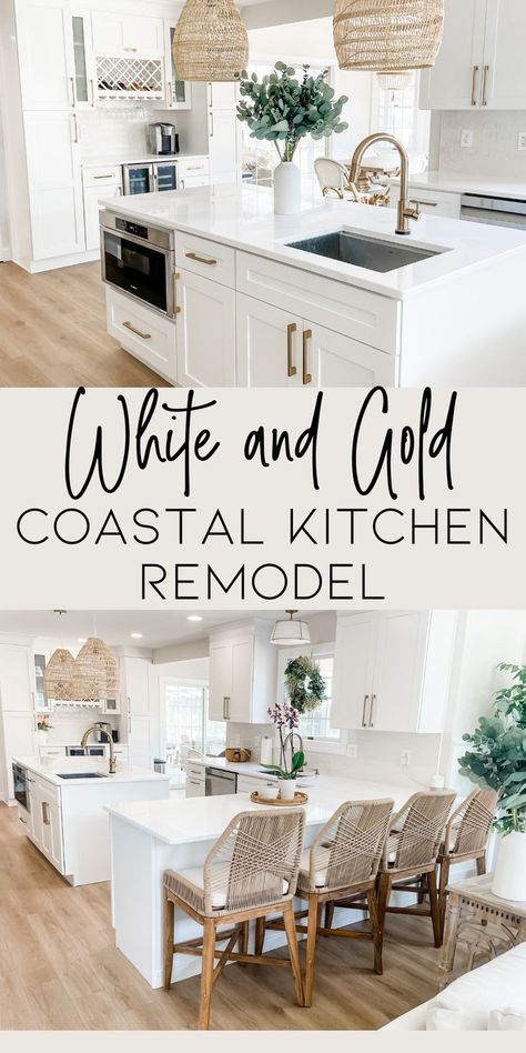 Chic Coastal Decor, Small Coastal Kitchen, White Coastal Kitchen, Coastal Decor Kitchen, Modern Coastal Kitchen, Coastal Farmhouse Kitchen, Coastal Kitchen Design, Coastal Kitchen Decor, Kitchen Ikea