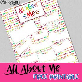 My Fashionable Designs: Free Printable All About Me Page All About Me Template, All About Me Page, Printable All About Me, Back To School Poster, Me Template, Memory Book School, Girl Scouts Brownies, Could Be Us, About Me Template