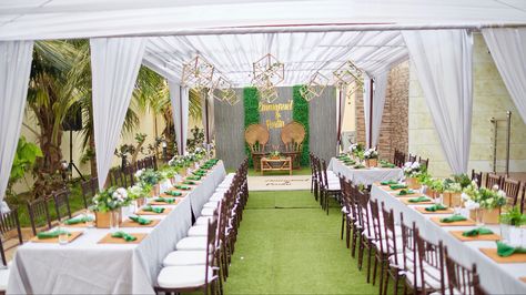 Grey, Green, rustic elements and hints of gold for Emmanuel and Portia’s traditional wedding 
#empo2020 

#eventsbybloommoments #bloommomentsghana #ghanaianwedding #events #eventplanner #eventstyling Simple Traditional Wedding Decor, Traditional Ghanaian Wedding Decor, Ghana Engagement Decor, Ghanaian Engagement Decor, Outdoor Traditional Wedding, African Traditional Wedding Decoration, Ghanaian Traditional Wedding, Outdoor Reception Decorations, African Wedding Theme