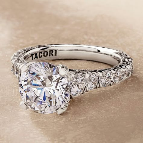 Tacori Engagement Rings Round, Tacori Wedding Rings, Tacori Royalt, Engagement Rings Wedding Bands Set, Tacori Engagement Rings, Cathedral Engagement Rings, Luxury Engagement Rings, Round Solitaire Engagement Ring, Engagement Ring Inspiration