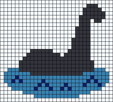 Loch Ness Cross Stitch, Loch Ness Monster Cross Stitch, Cryptid Cross Stitch Pattern, Water Horse, Stitch Cards, Graph Patterns, Cross Stitch Fairy, Knit Ideas, Beads Designs