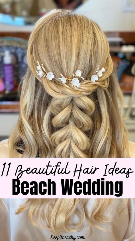 beach hairstyles for long hair Beachy Bridesmaid Hair, Beach Wedding Hair Ideas, Beach Hair Ideas, Beachy Wedding Hair, Beach Wedding Hairstyles, Beach Bridesmaid Hair, Beach Bridal Hair, Wavy Beach Hair, Beach Wedding Style