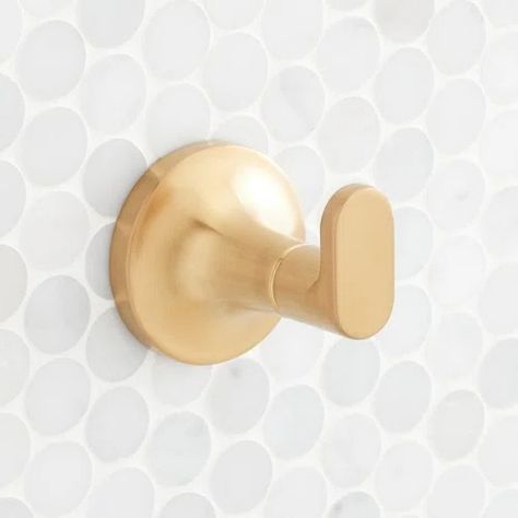 Towel & Robe Hooks | Wayfair Robe Hooks Bathroom, Robe Hooks, Stainless Steel Bathroom, Gold Bathroom, Robe Hook, Grab Bars, Signature Hardware, Towel Hooks, Bathroom Hardware