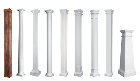 Porch Column Ideas, Porch Column Wraps, Craftsman Columns, Fiberglass Columns, Building Columns, Column Ideas, Front Porch Columns, Porch Supports, Front Porch Railings