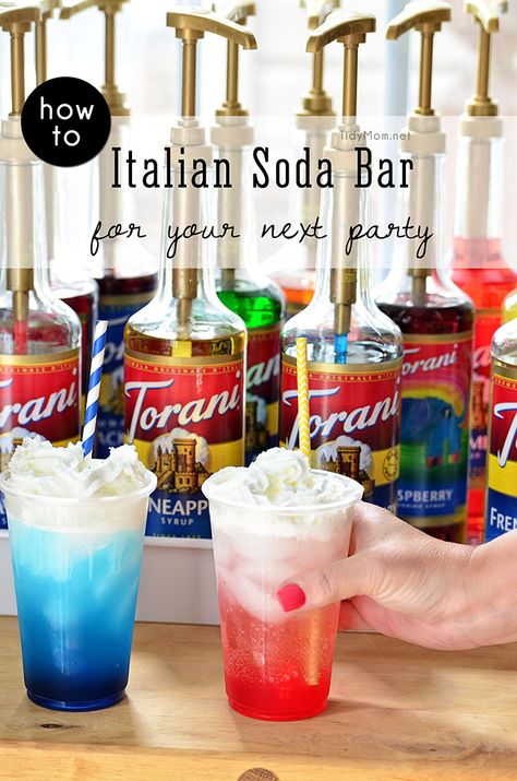 Summer Refreshers, Torani Syrup Recipes, Italian Soda Bar, Italian Sodas, Italian Cream Soda, Torani Syrup, Cocktails Food, Kid Friendly Drinks, Soda Bar