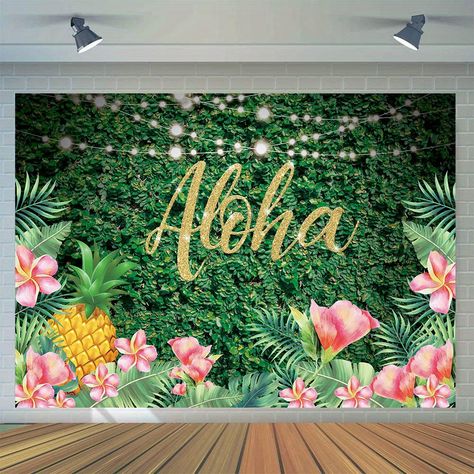 Faster shipping. Better service Luau Prom Theme, Hawaiian Backdrop Ideas, Luau Photo Backdrop, Hawaiian Party Decorations For Adults, Luau Party Ideas Decorations, Tropical Party Backdrop, Hawaiian Backdrop, Party Photo Decorations, Baby Shower Little Pumpkin