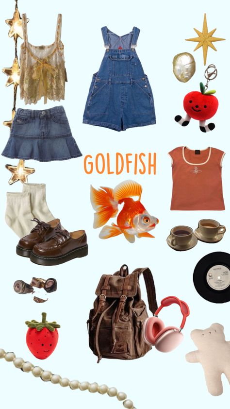 Goldfish Goldfish Outfit, Fish Outfit, Book Core, Fish School, 2024 Moodboard, Random Outfits, Colorful Outfits, Funky Outfits, Gold Fish