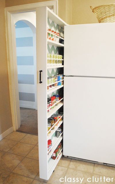 diy hidden storage canned food storage cabinet, storage ideas, urban living, woodworking projects, Pulls out for easy access to canned goods etc Food Storage Cabinet, Peti Sejuk, Apartment Needs, Canned Food Storage, Diy Casa, Small Kitchens, Hus Inspiration, घर की सजावट, Farmhouse Sink