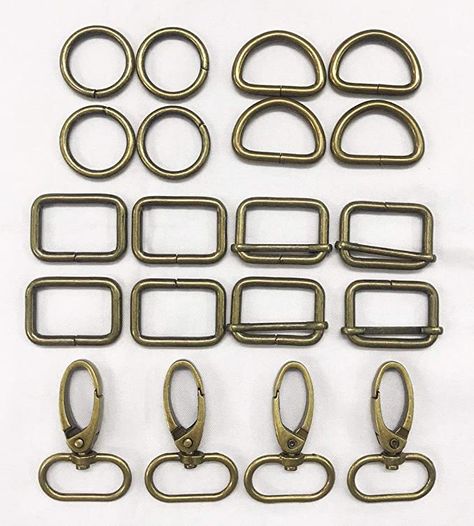 AMORNPHAN 20 Pcs 1" Inner Length Metal Sliding Bar Tri-Glides, D Ring Semi-Circular, O Rings, Rectangle Buckle Ring and Oval Ring Lobster Clasp Claw Swivel for Strap Hardware Bags (4Each) (Bronze) : Arts, Crafts & Sewing Rings Rectangle, Buckle Ring, Buckle Bags, Slide Bar, Yoga Help, Oval Ring, Oval Rings, Mens Leather Bag, Mens Leather