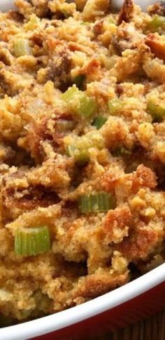 Southern Cornbread Dressing with Sausage Sausage Dressing Recipes Thanksgiving, Sausage Dressing Recipes, Sausage Cornbread Dressing, Cornbread Dressing With Sausage, Dressing With Sausage, Sausage Dressing, Homemade Cornbread Dressing, Sausage Cornbread, Southern Dressing