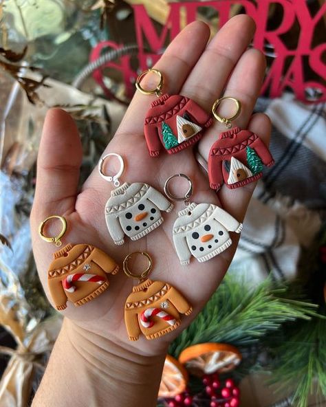 Christmas Polymer Clay Bracelet, Christmas Sweater Clay Earrings, Clay Sweater Earrings, Christmas Sweater Earrings, Christmas Sweater Polymer Clay Earrings, Xmas Polymer Clay, Polymer Clay Sweater Earrings, Polymer Clay Jewelry Christmas, Polymer Clay Christmas Charms