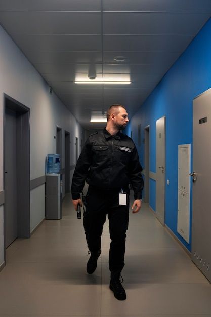 Security guard at workspace | Free Photo #Freepik #freephoto #security-man #security-guard #safety #guard Security Guard Uniform Men, Security Man, Hotel Security, Security Uniforms, Security Guard Services, Mafia Gangster, Hotel Uniform, Security Guard, Character Inspo