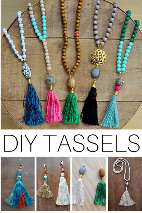 Add a new accessory to your collection by crafting a Buddha type tassel necklace with this tutorial by Made In A Day. Consider using nylon string to ensure the necklace hangs naturally. Easily make a dozen necklaces to give as gifts! Diy Beaded Tassel, Diy Tassel Necklace, Large Bead Necklace, Tassel Crafts, Necklaces Beaded, Bead Wire, Popular Diy, Necklaces Handmade, Beaded Tassel Necklace