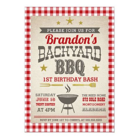 Summer Birthday Party Invitations, Bbq Birthday Party, Bbq Theme, Bbq Birthday, Birthday Bbq, Princess Birthday Invitations, Backyard Birthday, Twins 1st Birthdays, Bbq Invitation