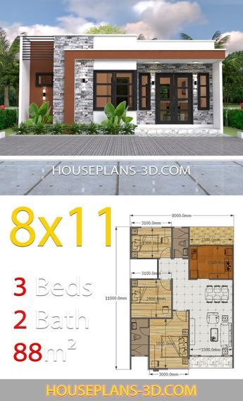 House Plans 3d, 3d House Plans, Affordable House Plans, Two Story House, Modern Bungalow House, Plans House, Simple House Design, House Plan Gallery, Home Design Floor Plans