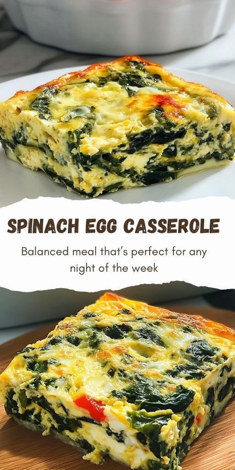 Spinach Egg Casserole Ingredients: 8 eggs 1 bunch fresh spinach, rinsed and roughly chopped 1 tablespoon olive oil 1/4 cup onion, diced 1/4 cup red bell pepper, diced 3-4 cloves garlic, minced Salt and pepper, to taste #Spinach #Casserole Egg Casserole With Vegetables, Spinach Feta Breakfast Casserole, Spinach And Egg Quiche, Potatoes With Spinach And Eggs, Egg And Spinach Bake, Spinach Artichoke Egg Casserole, Fresh Spinach Casserole Recipes, How To Cook Fresh Spinach, Eggs Spinach Breakfast