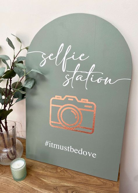 Selfie Station Sign — ISOSCELLA Selfie Station Ideas, Selfie Station Sign, Wedding Cart, Watercolor Wedding Map, Wedding Direction Signs, Picnic Setup, Selfie Station, Wood Primer, Wedding Directions