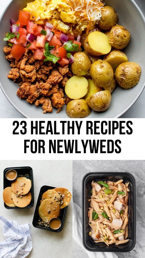 Easy Meals For Newlyweds, Meals For Newlyweds, Newlywed Recipes Dinners, Couples Meal Prep, Newlywed Meals, Wedding Meal Plan, Newlywed Recipes, Recipes For Newlyweds, Meal Prep On Fleek