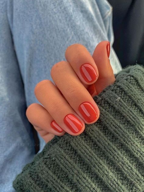 simple short burnt orange nails Her Nails, Red Nail, Neutral Nails, Dipped Nails, Orange Nails, Minimalist Nails, Dream Nails, Classy Nails, Chic Nails