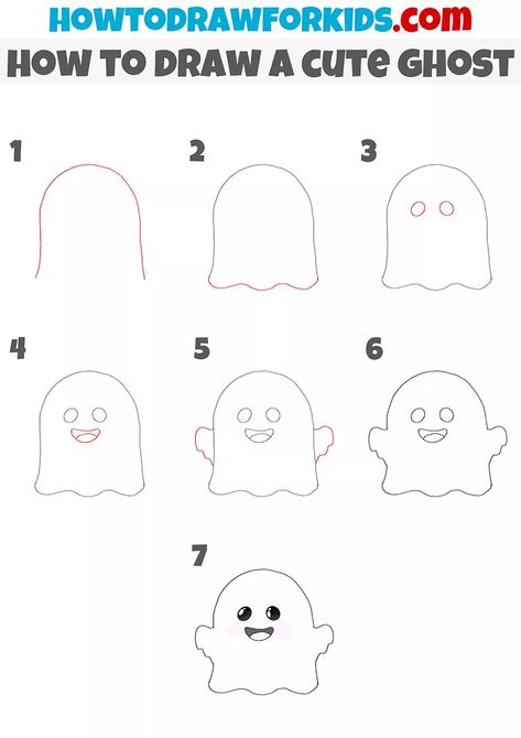 How to Draw a Cute Ghost - Easy Drawing Tutorial For Kids How To Draw Ghost Letters, How To Draw Cute Ghost, How To Draw Halloween Doodles, Easy Halloween Drawings Step By Step, How To Draw A Ghost, Ghost Face Paint, Draw A Ghost, Easy Halloween Drawings, Draw Halloween