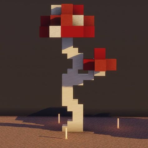 Quartz Bridge Minecraft, Minecraft Mushroom Tutorial, Undertale Minecraft Builds, Minecraft Phoenix Statue, Minecraft Mushroom Design, Mushroom Roof Minecraft, Beacon Designs Minecraft, Minecraft Mushroom Aesthetic, Mushroom Pond Minecraft