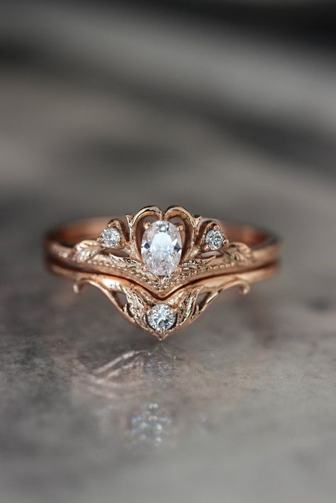 Nature Wedding Band, Unique Diamond Wedding Rings, Handcrafted Engagement Ring, Synthetic Diamond, 20 Off, Nature Ring, Nature Inspired Jewelry, Bridal Ring Set, Laser Hair