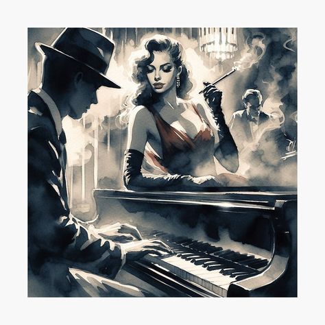 50s Jazz Club, Jazz Artwork, Noir City, Noir Poster, Jazz Music Art, Noir Aesthetic, 1920s Jazz, 50s Aesthetic, Noir Detective