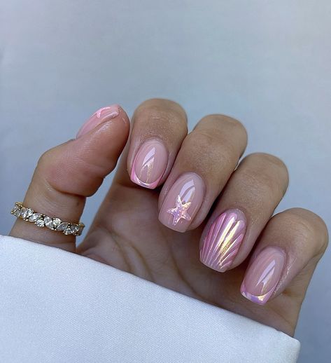 Cutest Nails, Seashell Nails, Multicolored Nails, Beachy Nails, Unghie Sfumate, Spa Time, Unghie Nail Art, Summer Gel Nails, Milky Nails