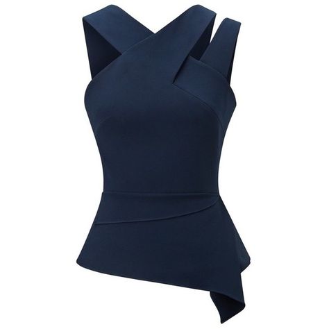 Roland Mouret Thornhill Top ($1,095) ❤ liked on Polyvore featuring tops, navy, holiday tops, roland mouret, special occasion tops, navy top and navy blue sleeveless top Architecture Geometry, Skater Skirts, Ring Piercing, Peplum Tops, Navy Blue Top, Shift Dresses, Evening Tops, Skater Dresses, Chanel Spring