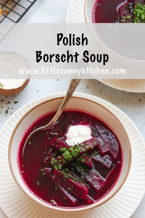 Polish Borscht Soup Recipe, Polish Borscht, Cabbage Borscht, Beet Borscht, Beet Soup Recipes, Borscht Recipe, Night Autumn, Borscht Soup, Beetroot Soup