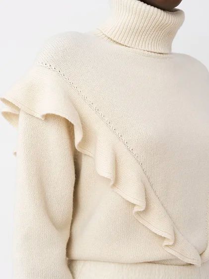 Chloé Sweaters & Knitwear | Chloé US official site Scallop Sweater, Chloe Sweater, Nautical Shirt, Turtleneck Jumper, Turtle Neck Jumper, High Neck Sweater, Knitwear Fashion, Cashmere Jumper, Sweater White