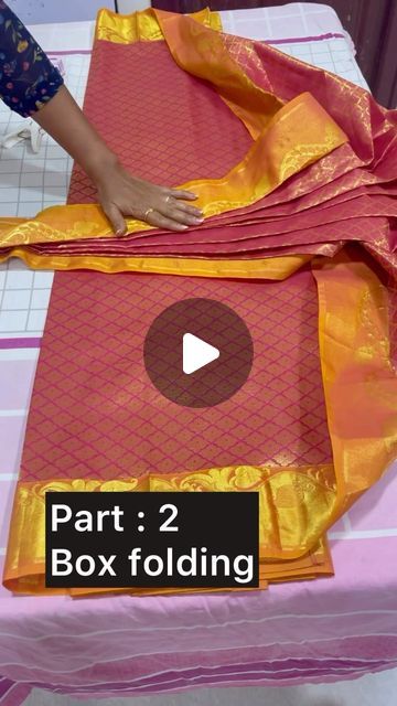 Deiva Lakshmi on Instagram: "Part 2 box folding" Saree Pleating And Folding, Saree Box Folding, Saree Pleats, Pleats Techniques, Pleating Technique, Pleated Saree, Box Folding, Kuchu Designs, Saree Kuchu Designs