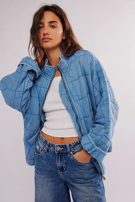 Quilted Jackets + Coats | Free People Cuffed Top, Quilt Jacket, Free People Jacket, Blue Fits, Knit Jacket, Quilted Jacket, Latest Fashion For Women, Wearing Black, Funnel