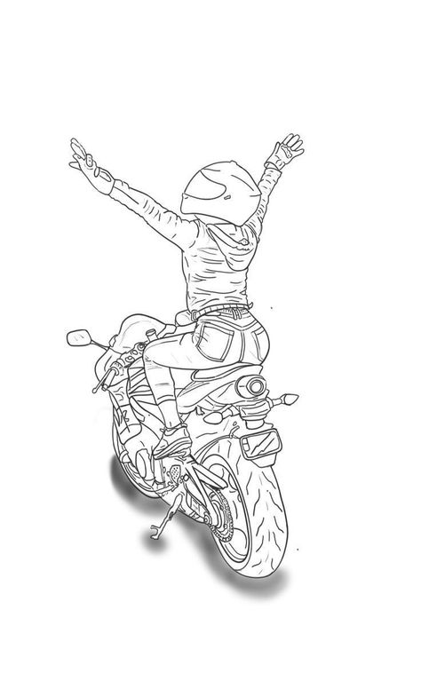 Motorcycle Outline Drawing, Moto Tattoo Ideas, Bikers Tattoo, Motorbike Drawing, Motorcycle Tattoo, Super Coloring Pages, Sticker Tattoo, Motorcycle Tattoos, Biker Tattoos