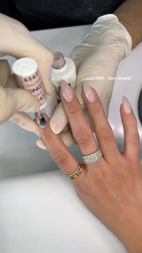 DND Gel | 🫧 The perfect nude to wear alone or to complement any nail art 🤎🤍 Have you tried shade ‘DND 6565 Bare Neutral’ yet? Nails by... | Instagram Neutral Colored Acrylic Nails, Nails Acrylic Neutral Classy, Very Neutral Nails, How Do U Neutral Dnd, Gel Nails Neutral Colors Classy, Jelly Neutral Nails, Vintage Lace Dnd Polish, Dnd Take A Vow 880, Neutral Base Nails