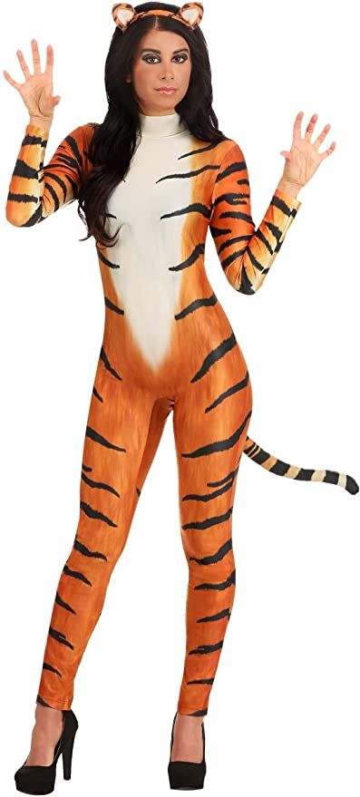 Amazon.com: Bold Tiger Women's Costume : Clothing, Shoes & Jewelry Tiger Fierce, Claw Costume, Tiger Ears Headband, Tiger Outfit, Tiger Ears, Spandex Jumpsuit, Best Costumes, Fun Costumes, Tiger Costume