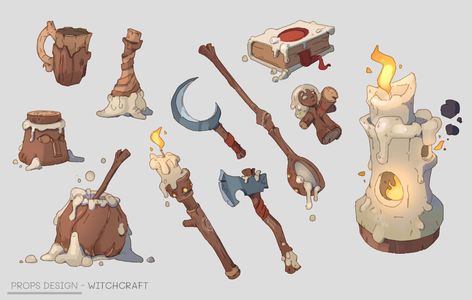 ArtStation - Architecture & Props Design Props Illustration, Pirate Props, Props Design, Props Concept, 2d Game Art, Props Art, Drawing Examples, Fantasy Props, Game Props