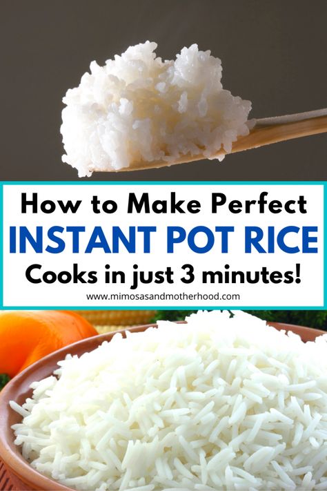 How to Make Rice in an Instant Pot ⋆ Mimosas and Motherhood Instant Pot One Pot Meals, Best Rice Recipe, Instant Pot Rice, Shredded Chicken Crockpot, The Best Rice, Pressure Cooker Rice, Best Rice, Dump Meals, Cooking White Rice