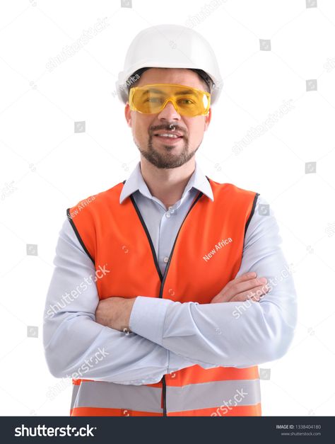 Male industrial engineer in uniform on white background. Safety equipment Royalty Free image photo Engineering Outfits Men, Engineer Uniform, Engineer Outfit, Industrial Uniform, Outfit Drawing, Uniform Ideas, Gender Roles, New Africa, Safety Equipment