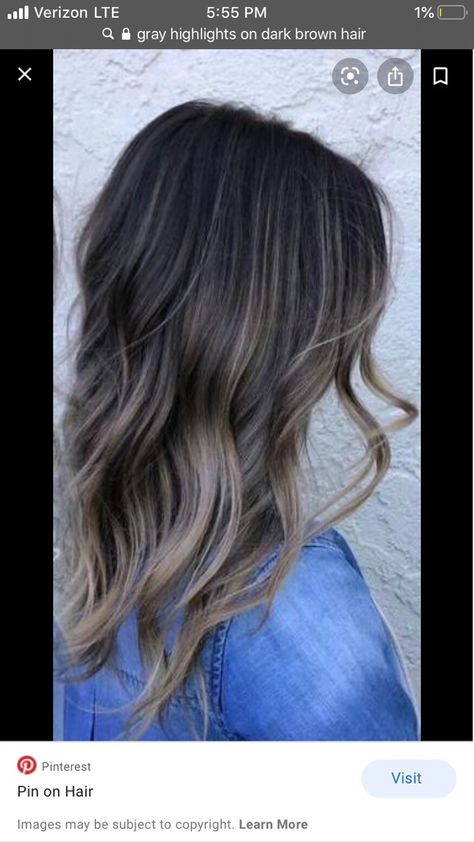 Brown To Ash Brown Balayage, Mushroom Brown Hair With Babylights, Cool Balayage Dark Roots, Brown And Ash Balayage, Ashy Balayage For Dark Brown Hair, Hair Color To Conceal Gray, Ash Bayalage Brunette, Brown Hair Ash Balayage, Ash Brown Fall Hair