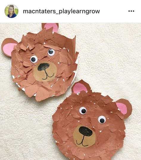 Fall  Autumn  Forest Woodland  Goldilocks and the three bears book Bear  craft Paper Plate Bear, Bear Crafts Preschool, Brown Bear Brown Bear Activities, Bears Preschool, Teddy Bear Crafts, Bear Craft, Teddy Bear Day, Teddy Bear Theme, Goldilocks And The Three Bears