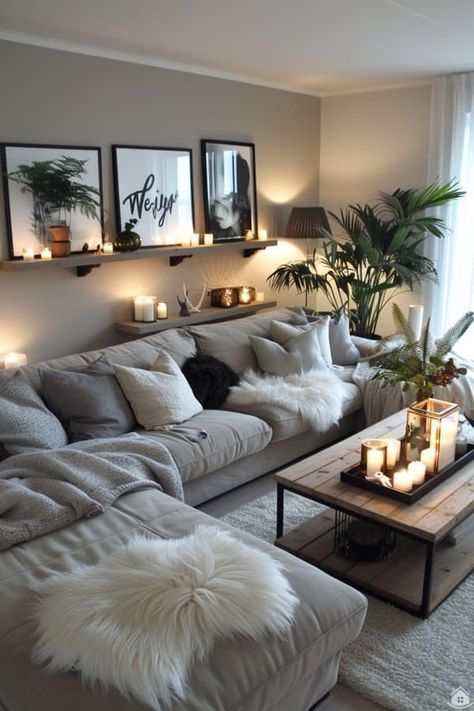 Living Room Designs Apartment Colorful, Interior Design Grey Couch, Grey Couch Natural Living Room, Light Grey Couch Organic Modern, Living Room Grey And Pink, Home Decor With Gray Couch, White Grey Home Decor, City Apartment Living Room Aesthetic, Gray Sofa Boho Living Room