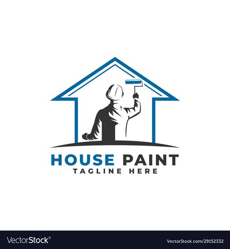 Paint Logo Design Graphics, Painting Logo Ideas, Painter Logo, Bright Blue Paint, Painting Logo, Personal Logo Design, Paint Your House, House Painter, Art Painting Tools