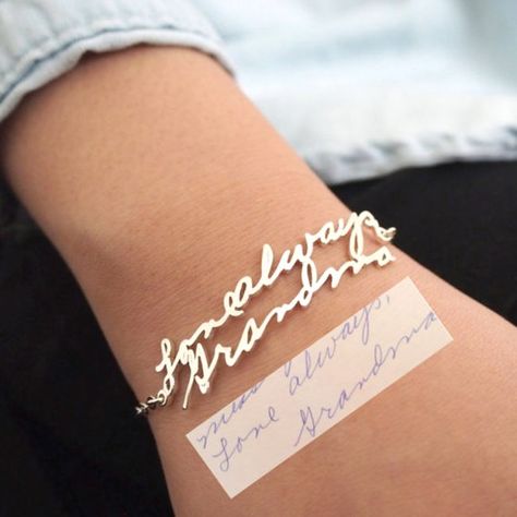 Handwriting Bracelet, Handwriting Jewelry, Signature Bracelet, Grandparent Gifts, Sweet Memories, Handmade Products, Keepsake Gift, Homemade Gifts, Creative Gifts