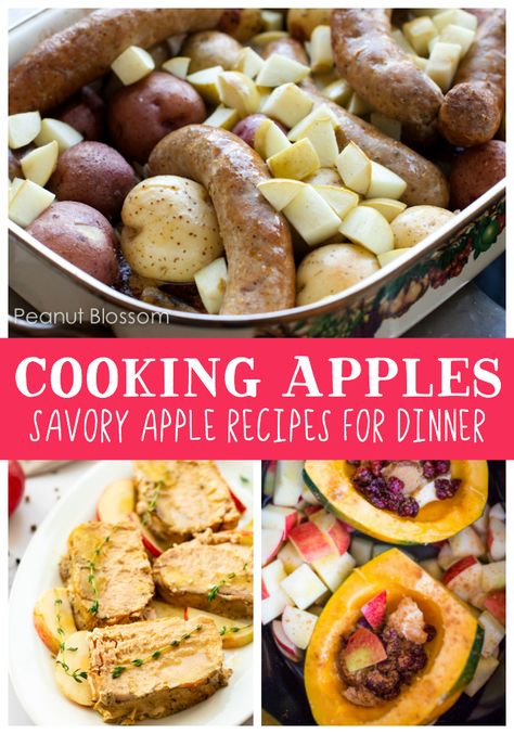 Easy dinner recipes with apples. These savory apple dinner ideas are perfect for cooking this fall when the apples are exploding at the market. #easydinnerideas #fallrecipes #applerecipes Dinner Recipes With Apples, Apple Recipes For Dinner, Apple Crockpot Recipes, Apple Recipes Dinner, Easy Apple Recipes, Recipes With Apples, Apple Dinner, Best Apple Desserts, Desserts Apple