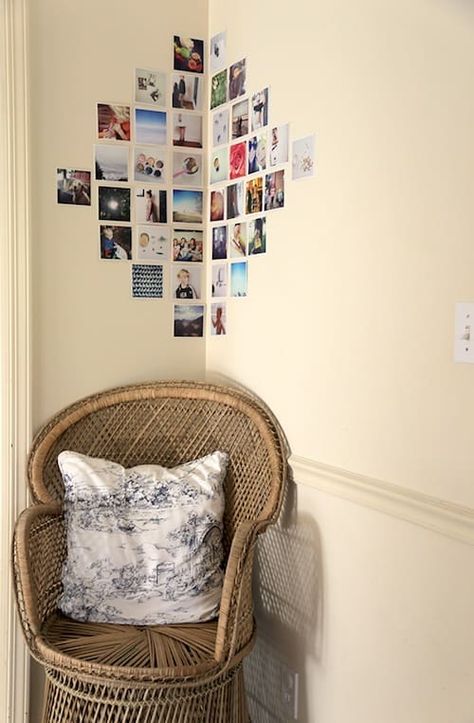 Wall Art by Design Mom | Creative Ideas for Photo Walls Photo Walls Bedroom, Gallery Wall Template, Photowall Ideas, Polaroid Wall, Photo Deco, Photo Wall Gallery, Dekorasi Kamar Tidur, Diy Wall, Bedroom Wall