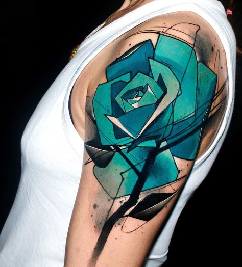 Blue Rose Tattoo Meaning, Watercolor Rose Tattoo, A Rose Tattoo, Men Flower Tattoo, Watercolor Rose Tattoos, Rose Tattoo Ideas, Creative Watercolor, Tattoo World, Blue Rose Tattoos