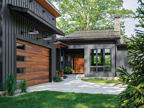 Quality Edge | Form and Function - Quality Edge Black Houses, Steel Siding, Exterior House Color, Cabin Exterior, Dark House, Home Exterior Makeover, Grey Houses, Exterior Makeover, Exterior Remodel